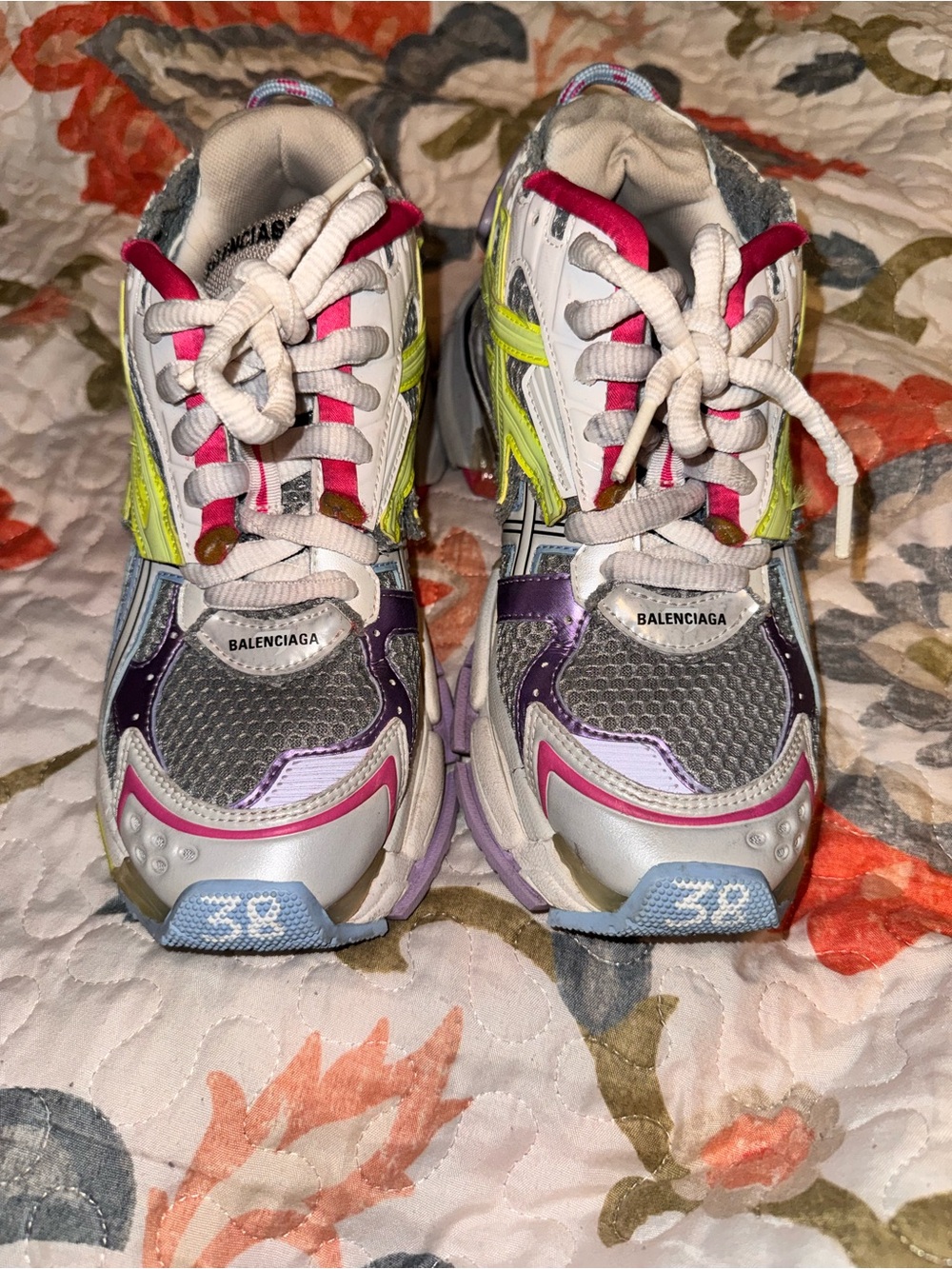 Balenciaga Women’s White, Pink, Yellow & Purple Track Sneakers